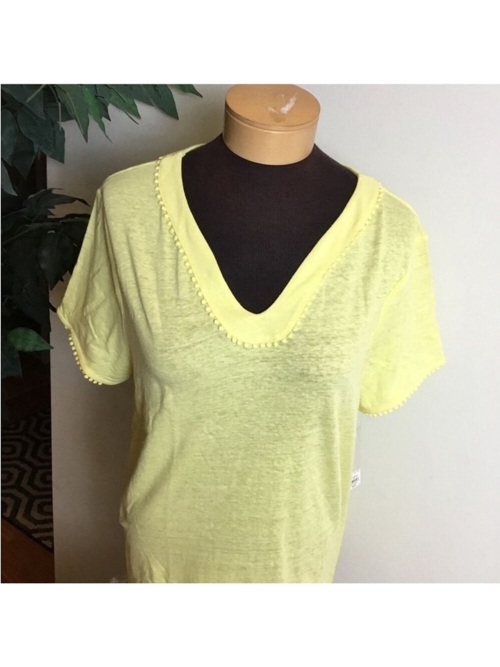 Croft & Barrow bobble trimmed short sleeve tee Womans size XL yellow - Picture 6 of 12